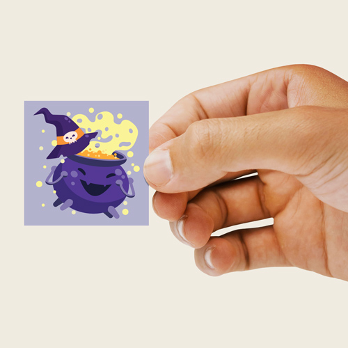 Witchy Cauldron Halloween Round Square 95mm - Sheet of 4 Product Gallery Image