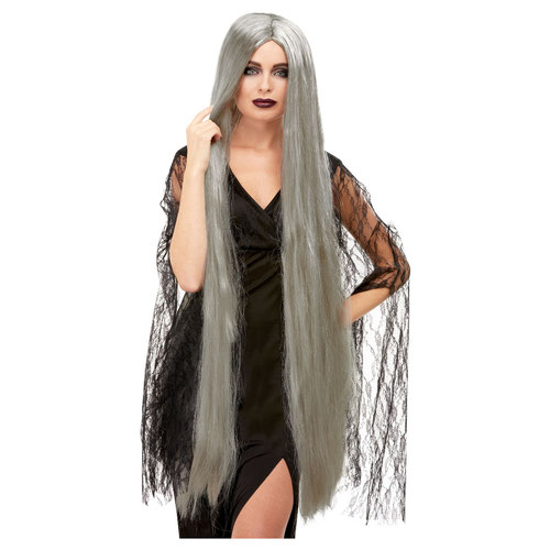 Witchy Grey Extra Long Straight Hair Wig Product Image