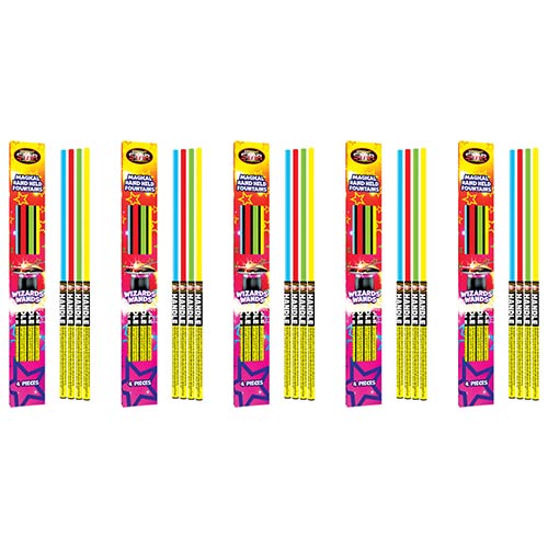Wizards Wands Hand-Held Assorted Colour Fountain Sparklers 44cm - 5 Packs of 4 Product Gallery Image