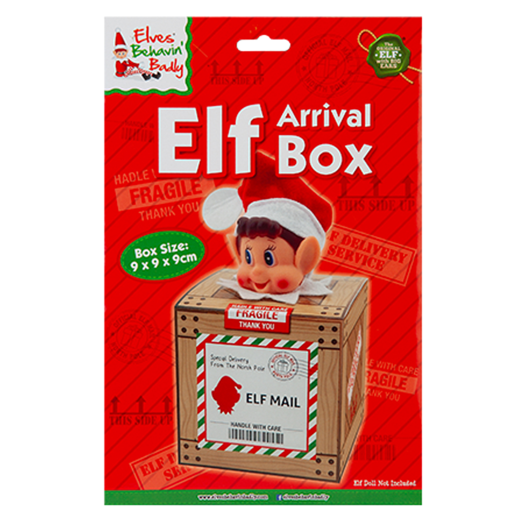 Wood Effect Naughty Christmas Elf Arrival Delivery Box 9cm View 3