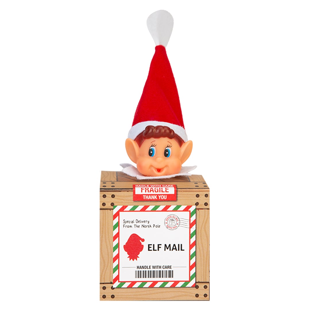 Wood Effect Naughty Christmas Elf Arrival Delivery Box 9cm