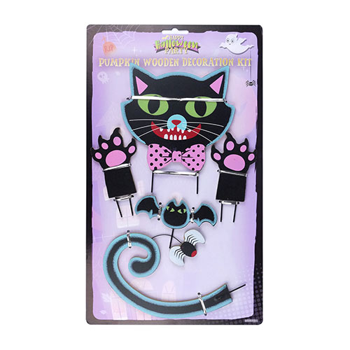 Wooden Black Cat Halloween Pumpkin Decoration Kit Product Gallery Image