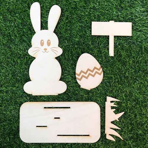 Wooden Easter Bunny Scene Decoration Kit Product Gallery Image