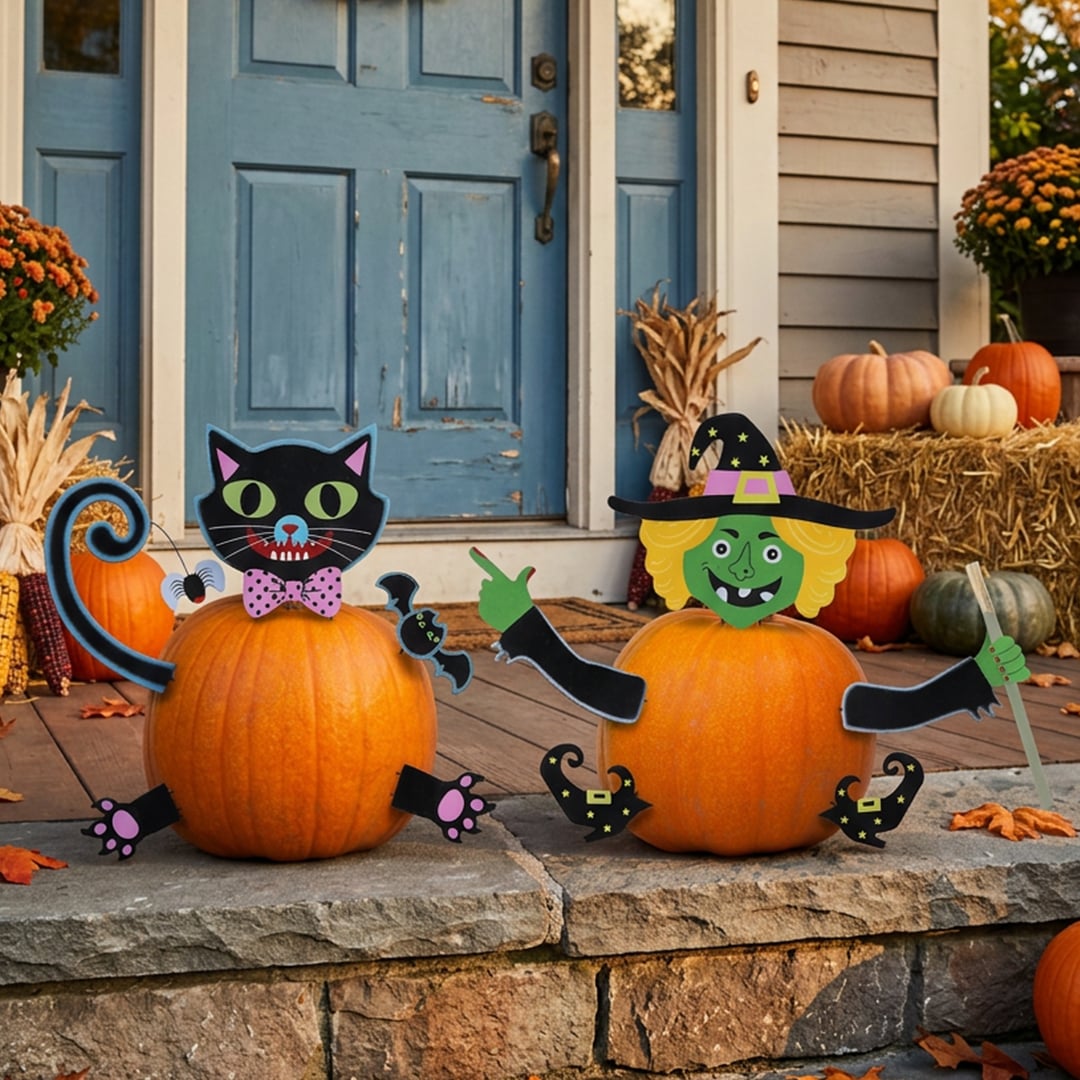 Wooden Wicked Witch Halloween Pumpkin Decoration Kit View 2