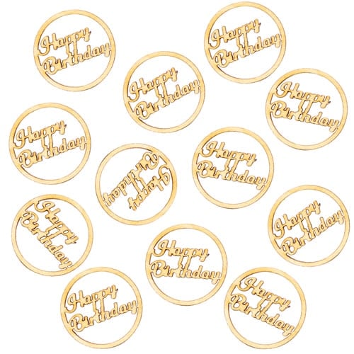 Wooden Happy Birthday Table Confetti 4cm - Pack of 12 Product Gallery Image