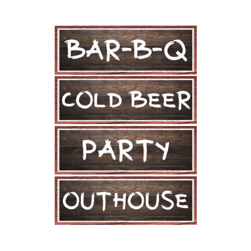 Wood Effect Barbeque PVC Party Sign Decorations 44cm x 15cm - Pack of 4 Product Image