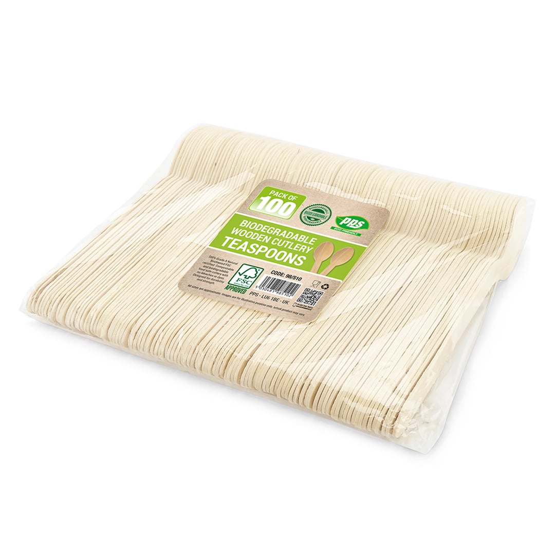 Wooden Teaspoons Biodegradable Cutlery 11cm - Pack of 100 Product Gallery Image