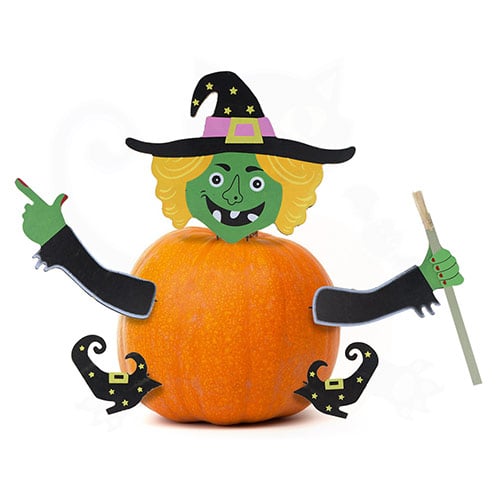Wooden Wicked Witch Halloween Pumpkin Decoration Kit Product Gallery Image