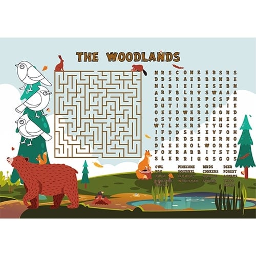 A3 Woodland Kids Activity Placemat Sheet Product Image