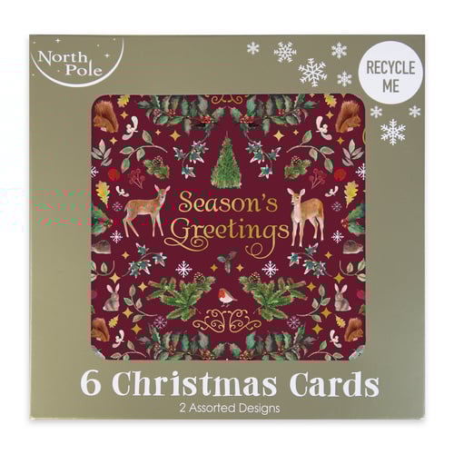 Woodland Animal Christmas Embossed Greeting Cards - Pack of 6 Product Gallery Image