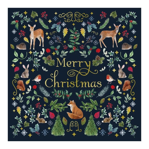 Woodland Animal Christmas Embossed Greeting Cards - Pack of 6 Product Gallery Image