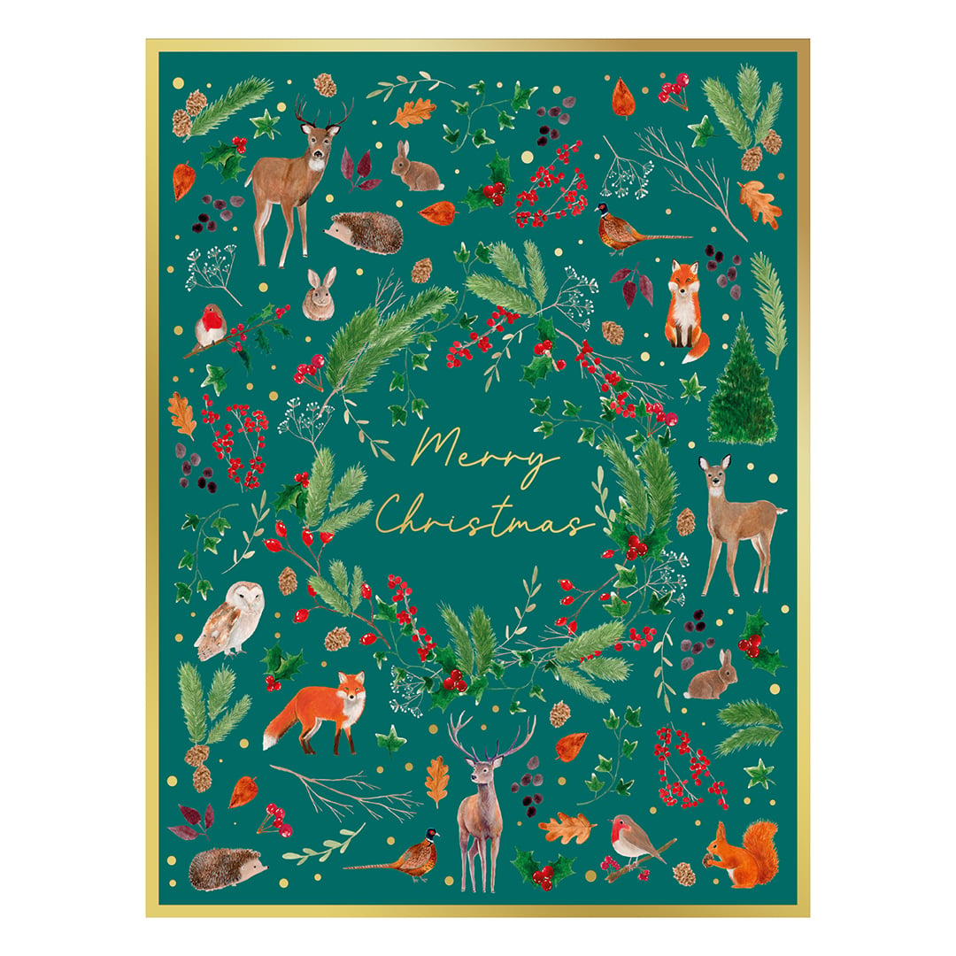Woodland Animal Forest Green Christmas Stackable Gift Boxes - Pack of 3 Product Gallery Image