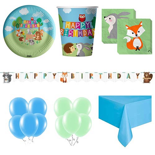 Woodland Animals Happy Birthday 16 Person Deluxe Party Pack Product Image