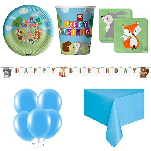 Woodland Animals Happy Birthday 8 Person Deluxe Party Pack Product Image