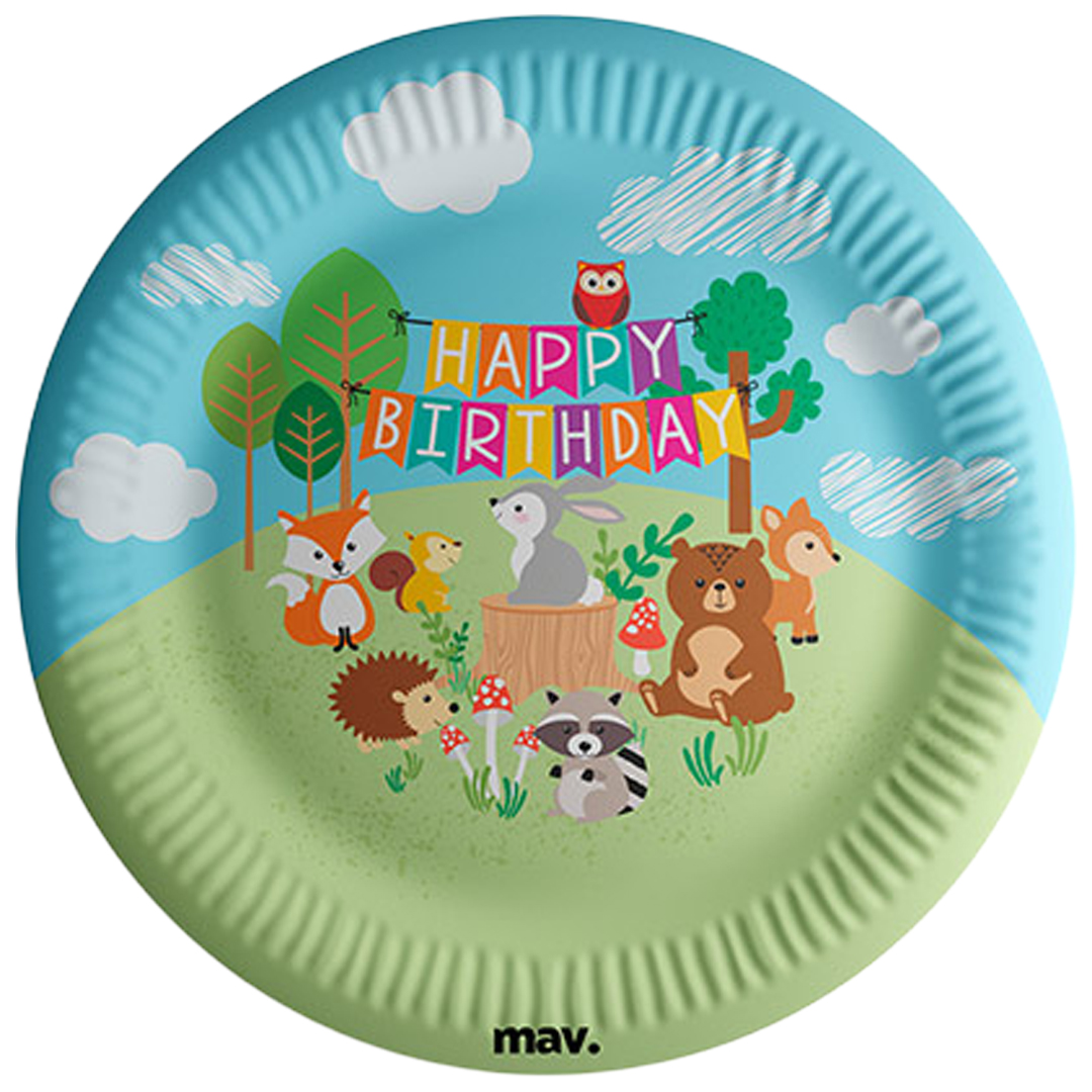 Woodland Animals Round Paper Plates 23cm - Pack of 8
