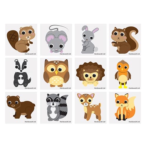 Woodland Animals Mini Temporary Transfer Tattoo Stickers - Pack of 12 Product Image