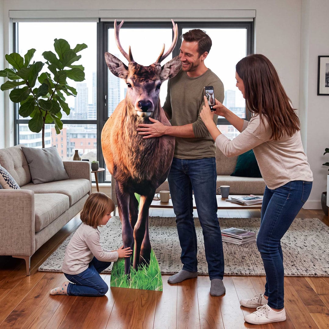 Woodland Deer with Antlers Lifesize Cardboard Cutout 185cm View 4