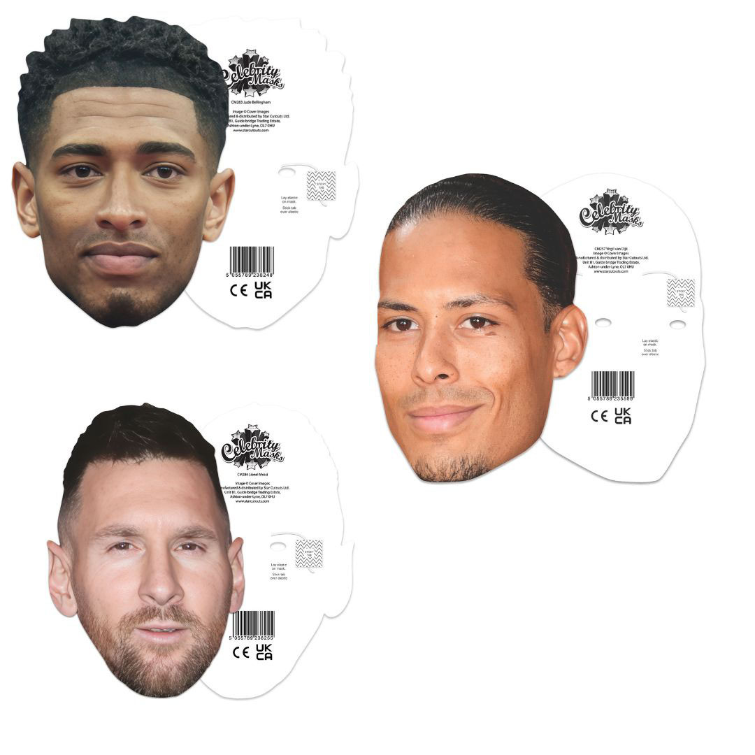 World Champion Footballers Cardboard Face Masks - Pack of 6 Product Gallery Image