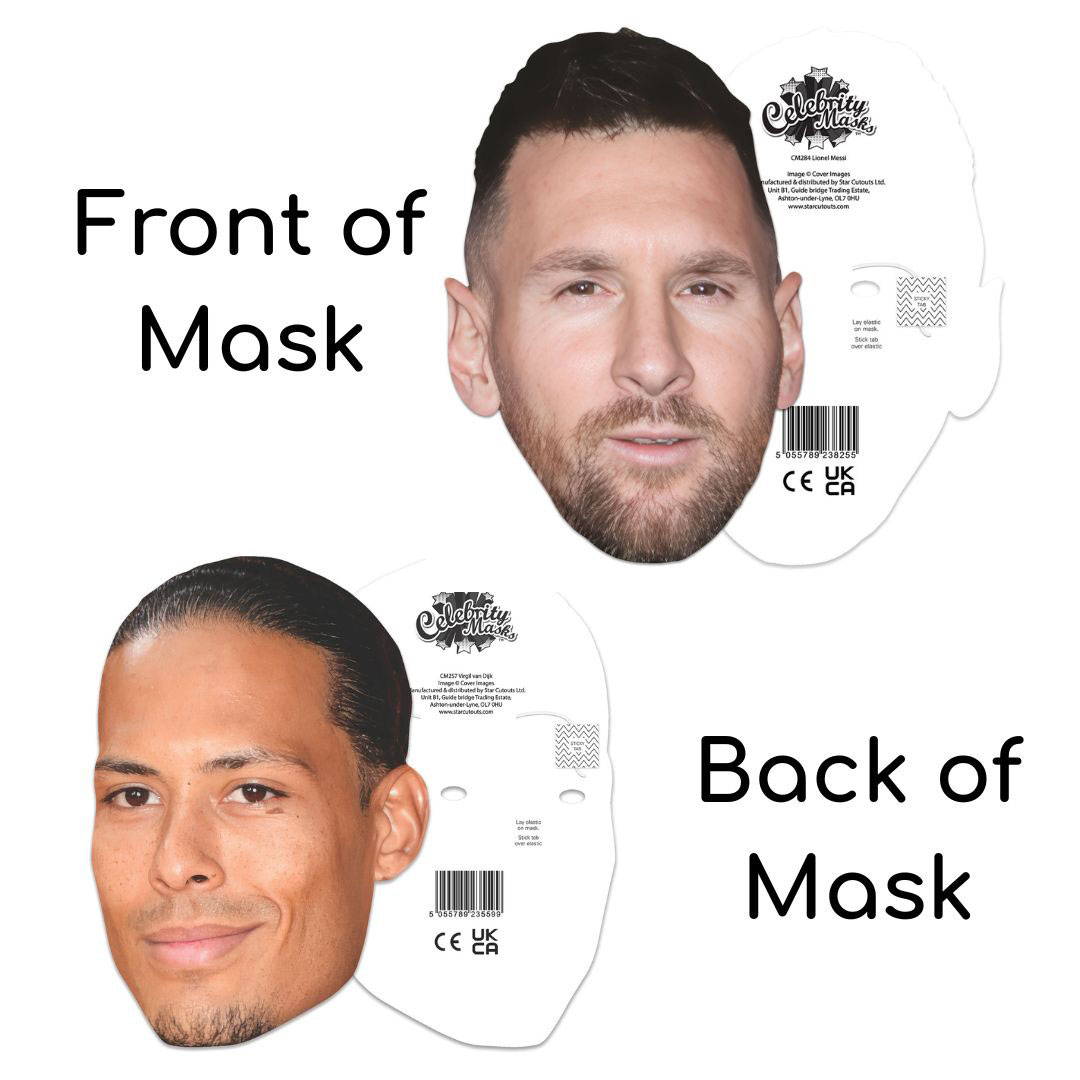 World Champion Footballers Cardboard Face Masks - Pack of 6 Product Gallery Image