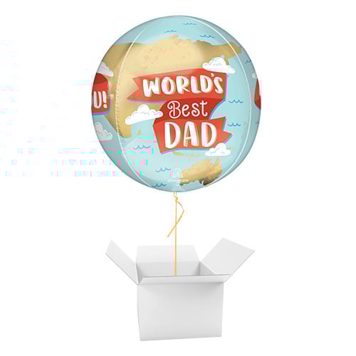 World's Best Dad Father's Day Orbz Foil Helium Balloon - Inflated Balloon in a Box
