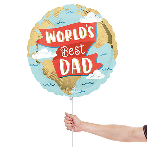 World's Best Dad Father's Day Round Foil Helium Balloon 43cm / 17 in Product Gallery Image
