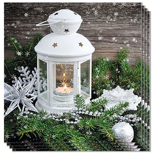 Christmas Frosty Candle Premium Decoupage Paper Luncheon Napkins 33cm 3 Ply - Pack of 20 Product Gallery Image