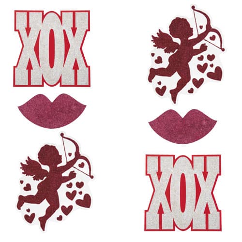 Valentines XOX Assorted Mini Glitter Cutouts - Pack of 6 Product Image