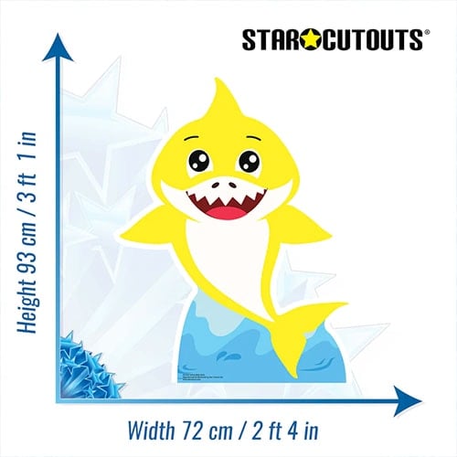 Yellow Baby Shark Star Mini Cardboard Cutout 93cm Product Gallery Image