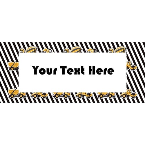 Yellow Construction Vehicles Stripes PVC Personalised Party Sign Decoration Product Gallery Image