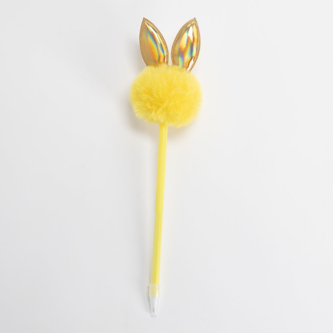 Yellow Easter Bunny Fluffy Tail Pen