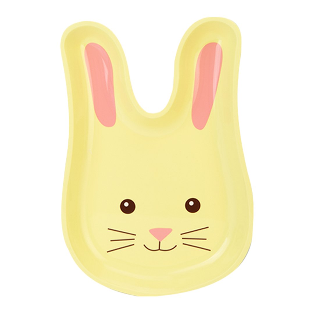 Yellow Easter Bunny Shaped Reusable Plastic Serving Platter Plate 32cm