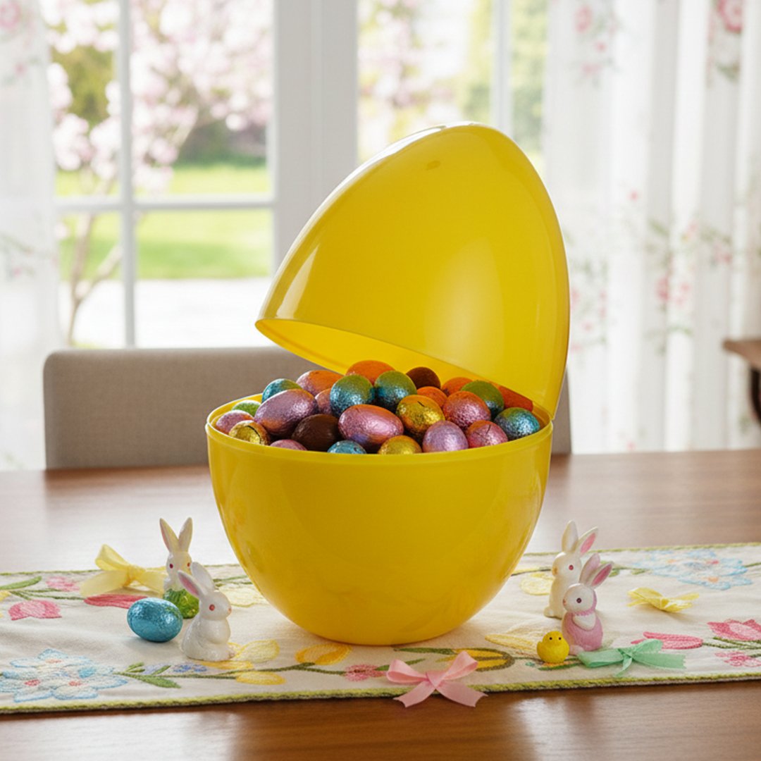 Yellow Extra Large Jumbo Plastic Refillable Easter Egg