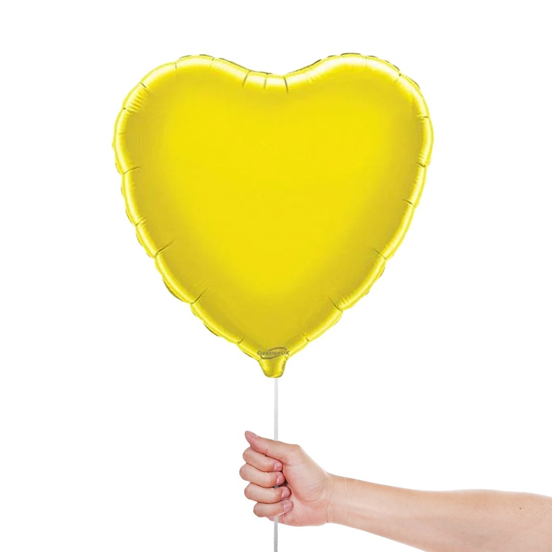 Yellow Heart Shape Foil Helium Balloon 46cm / 18 in Product Gallery Image