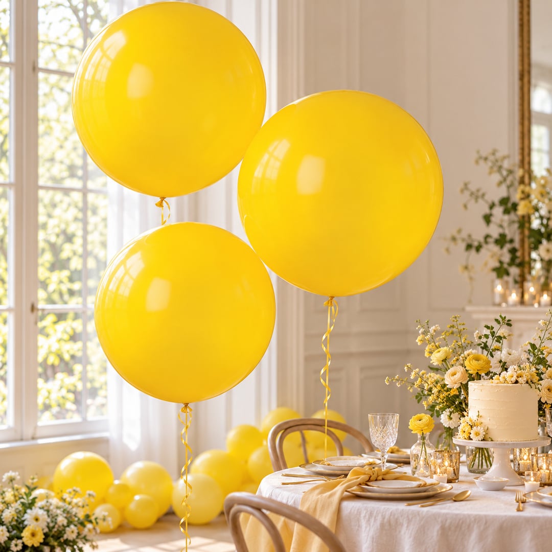 Yellow Jumbo Latex Balloon 79cm / 31 in - Single View 2