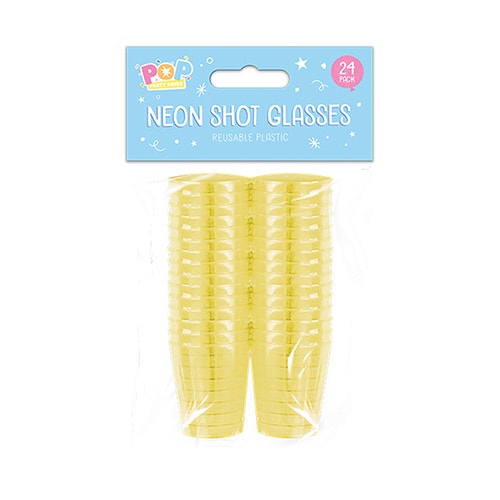 Yellow Neon Reusable Plastic Shot Glasses - Pack of 24 Product Gallery Image