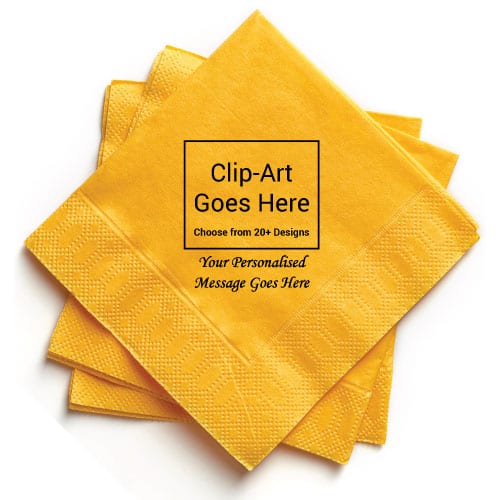 Yellow Personalised Napkin - Pack of 50