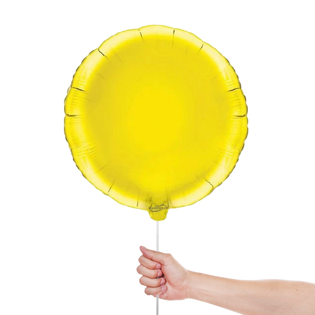 Yellow Round Foil Helium Balloon 46cm / 18 in Product Gallery Image