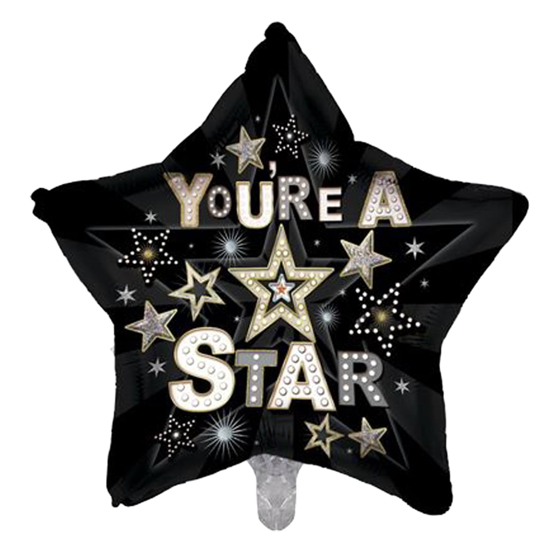 You're a Star Black & Gold Star Shaped Foil Balloon 46cm / 18 in