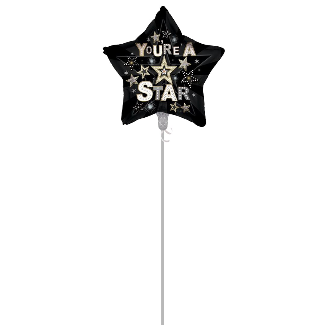You're a Star Black & Gold Star Shaped Foil Balloon - Inflated Balloon In A Box Product Gallery Image