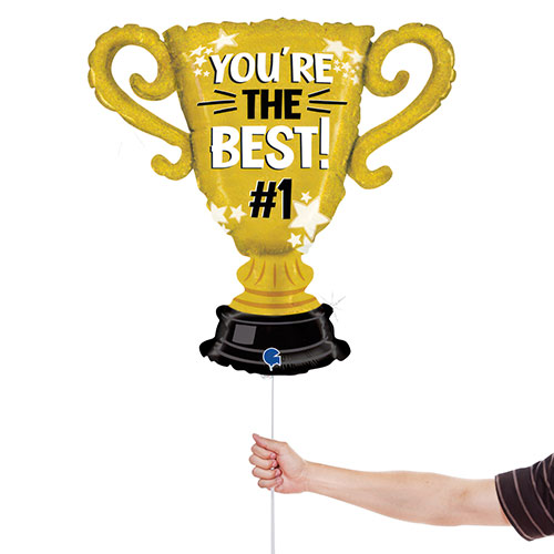 You're The Best Gold Cup Trophy Holographic Giant Helium Foil Balloon 71cm / 28 in Product Gallery Image