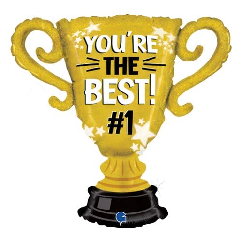 You're The Best Gold Cup Trophy Holographic Giant Helium Foil Balloon 71cm / 28 in