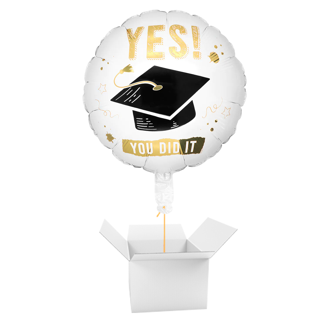 You Did It Graduation Round Foil Balloon - Inflated Balloon In A Box