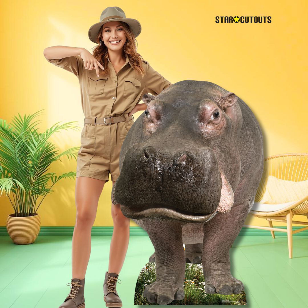 Young Hippo Lifesize Cardboard Cutout 133cm Product Gallery Image