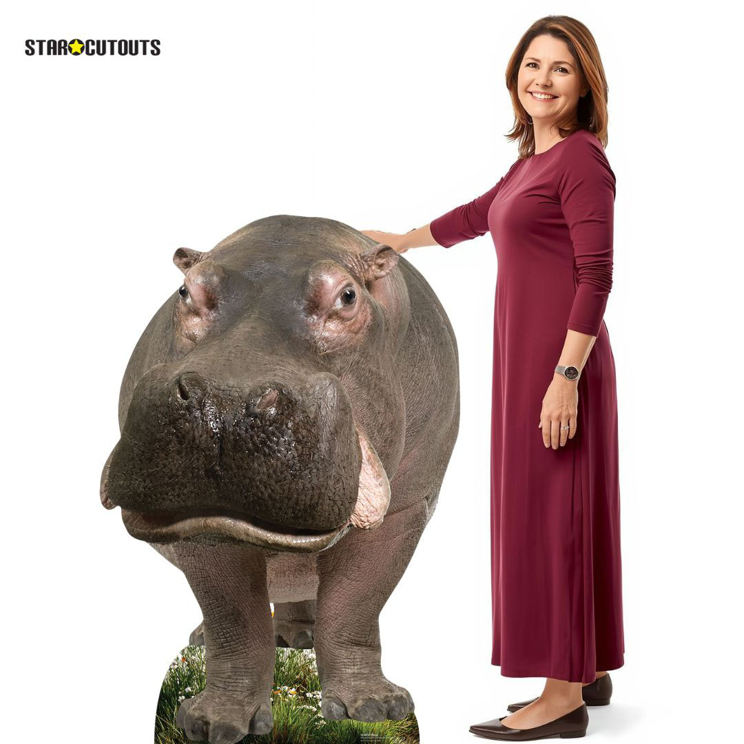 Young Hippo Lifesize Cardboard Cutout 133cm Product Gallery Image