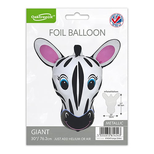 Zebra Giant Helium Foil Balloon 76cm / 30 in Product Gallery Image