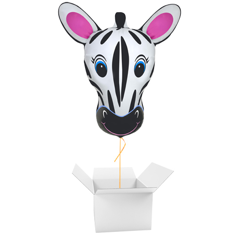 Zebra Giant Helium Foil Balloon - Inflated Balloon in a Box