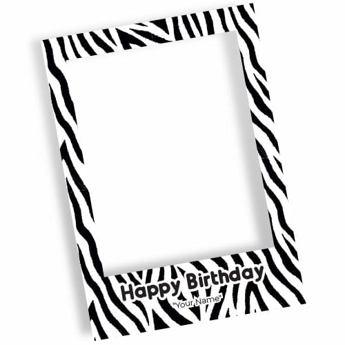 Zebra Happy Birthday Personalised Selfie Frame Photo Prop Product Image