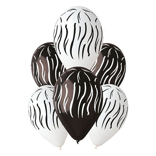 Zebra Print Latex Balloons 33cm / 13 in - Pack of 6 Product Gallery Image