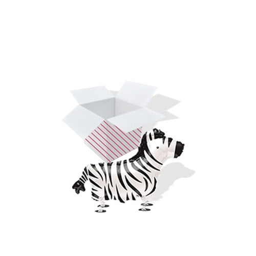 Zebra Walking Pet Foil Helium Balloon - Inflated Balloon in a Box Product Image