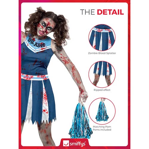 Zombie Cheerleader Girls Fancy Dress Costume Teens Extra Small Product Gallery Image
